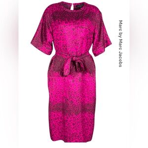 Marc by Marc Jacobs Magenta Animal Printed Silk Belted Size: Medium